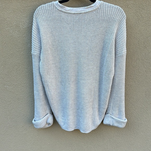 Splendid 🔥 Oversized Sweater With Fleece Crew Neck Gray Sz S - Picture 4 of 7